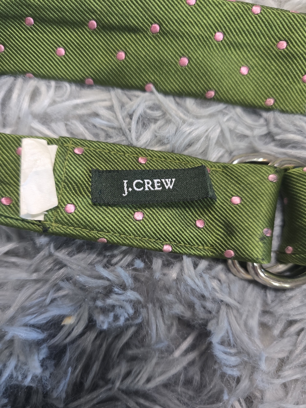 J. Crew Olive Green Polka Dot Web Belt with Double Ring Buckle - Picture 5 of 7